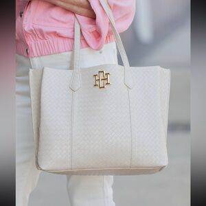 Caroline Hill Woven Almond Heath Tote Bag